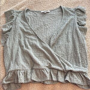 Women's Ruffle Sleeve Wrap Top - Sage